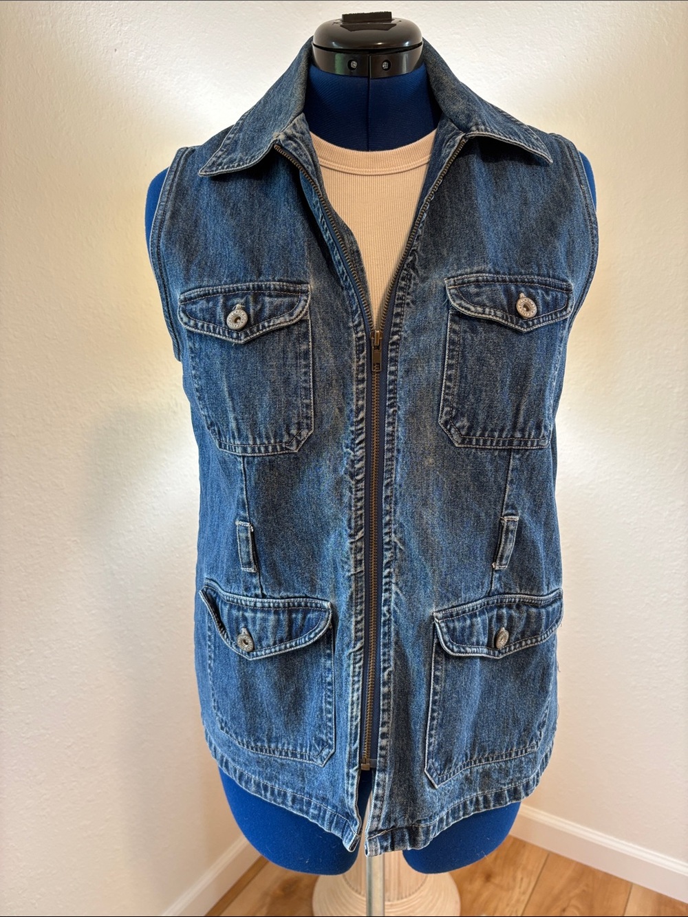 Vintage Bill Blass Denim Cargo Vest